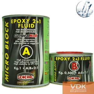 MICRO BLOCK Epoxy 2+1 FLUID 1,5kg  General Епоксидна дуже рідка смола прозорий