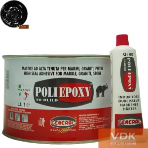  POLIEPOXY Black 1L General поліефірно-епоксидний клей для мармуру, граніту - чорний