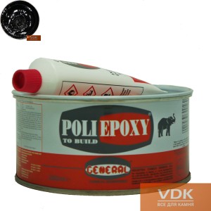 POLIEPOXY Black 250ml GENERAL поліефірно-епоксидний клей для мармуру, граніту - чорний
